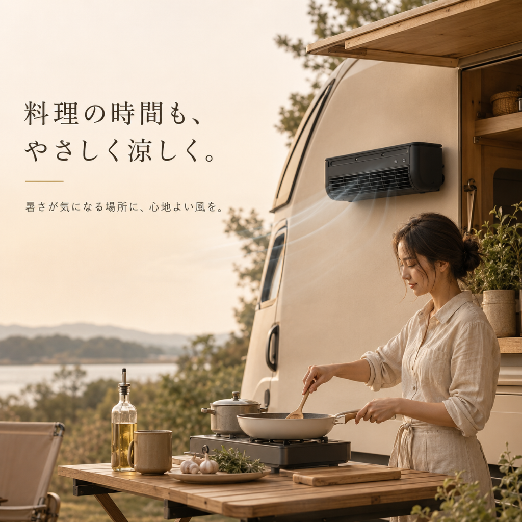 BreezeFlex™ 壁掛け・卓上2WAYミスト冷風機 — 工事不要・リモコン付き