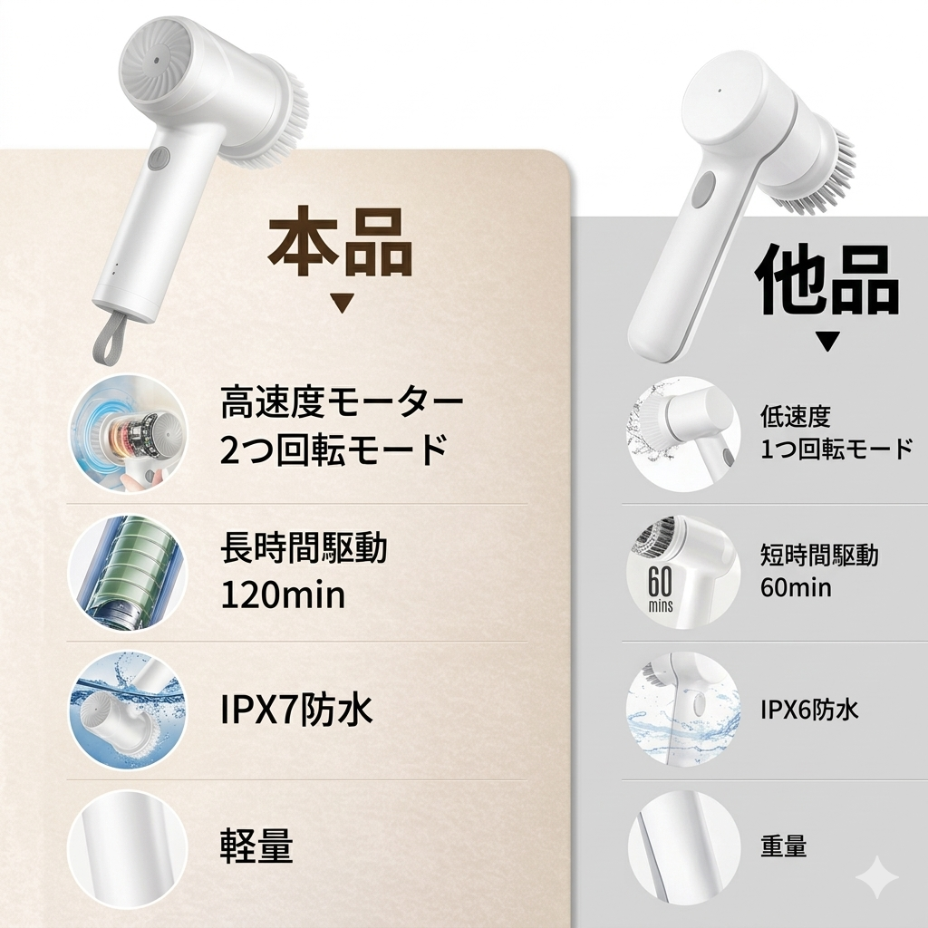 SpinClean™ 高速回転電動ブラシ