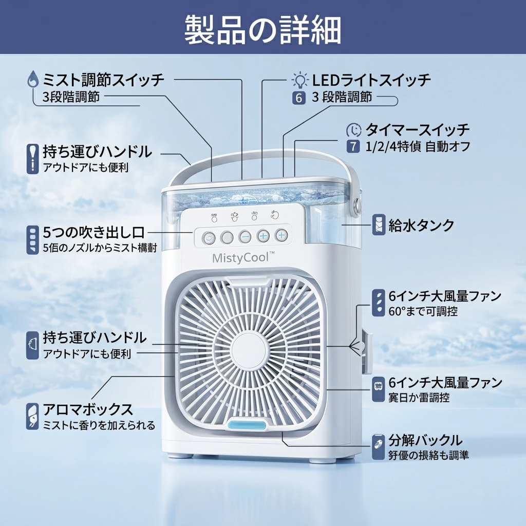 MistyCool™ ミストでひんやり爽快！卓上冷風扇